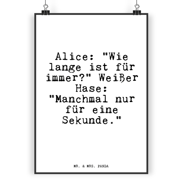 Mr. & Mrs. Panda DIN A5 Poster Alice: Wie lange ist... - Weiß