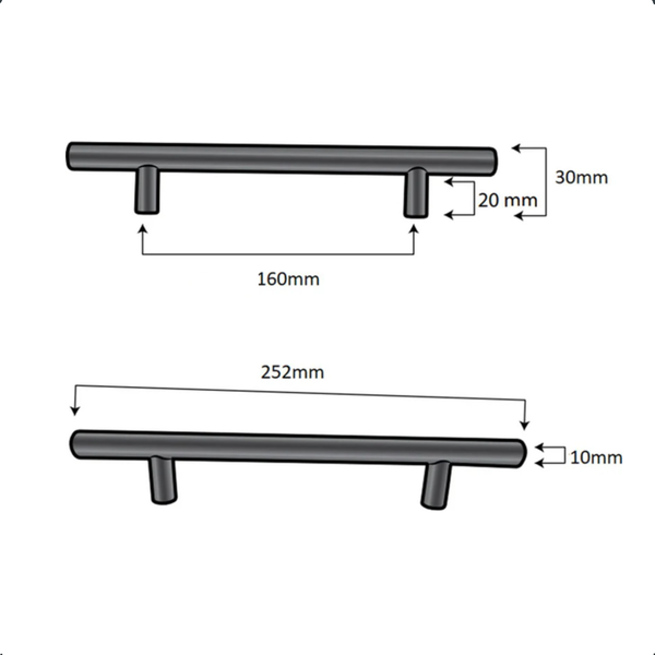 Möbelgriff Stangengriff Denver lochabstand 160 mm Edelstahl  Set 10