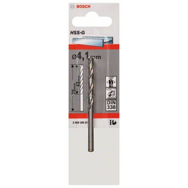Bosch 1x Metallbohrer HSS-G DIN 338 4,1 x 43 x 75 mm - 2608585917