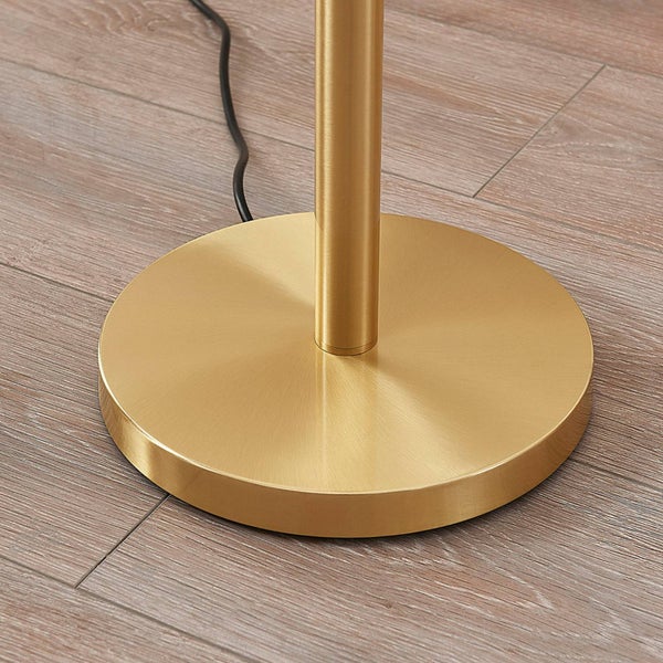 Detailansicht des runden Lampenfußes einer Stehlampe