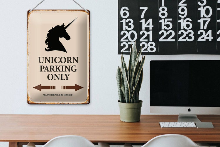 Blechschild Spruch 20x30cm Unicorn Parking only all others