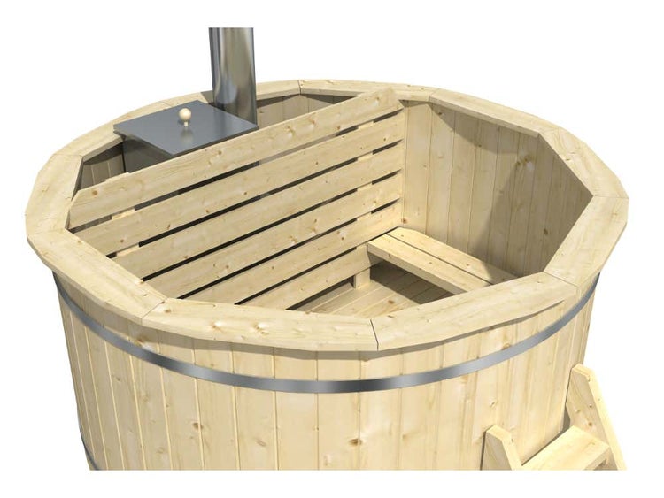 FinnTherm Badefass Bergen aus Holz mit Montagematerial, Naturbelassen