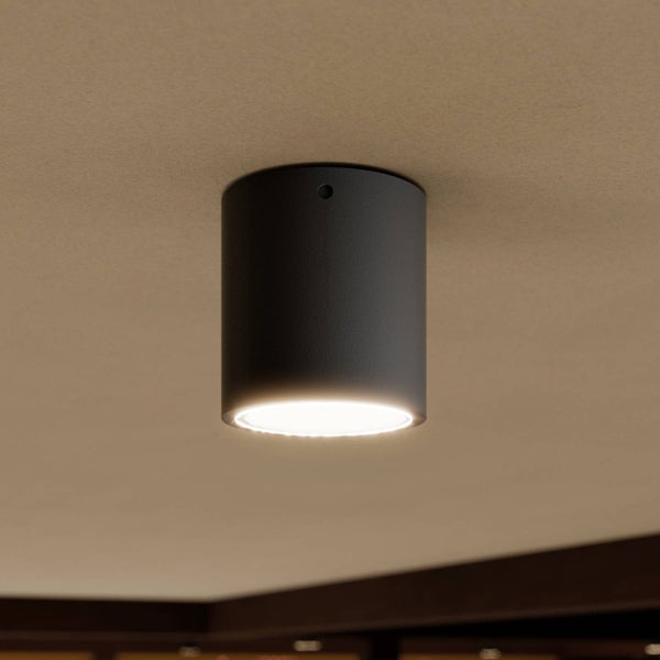 Lucande LED Deckenleuchten Meret (spritzwassergeschützt (Modern) in Schwarz aus Aluminium (1 flammig, ) - Außenleuchte für Garten Terasse Balkon & Haus Deckenleuchte