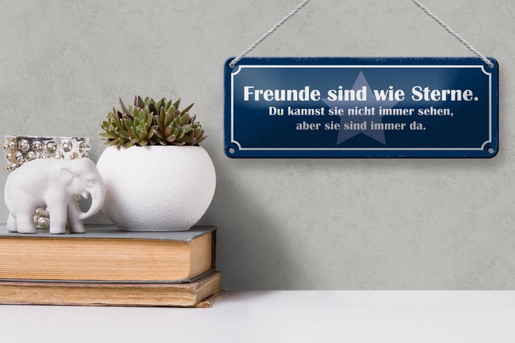 Blechschild Spruch 27x10cm Freunde sind Sterne immer da Dekoration