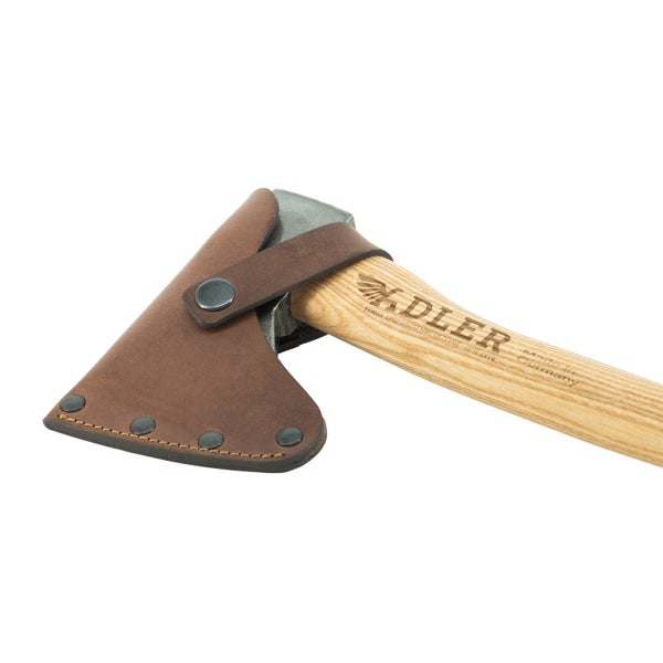 Adler Axt mit Holzstiel und Lederschneidenschutz
