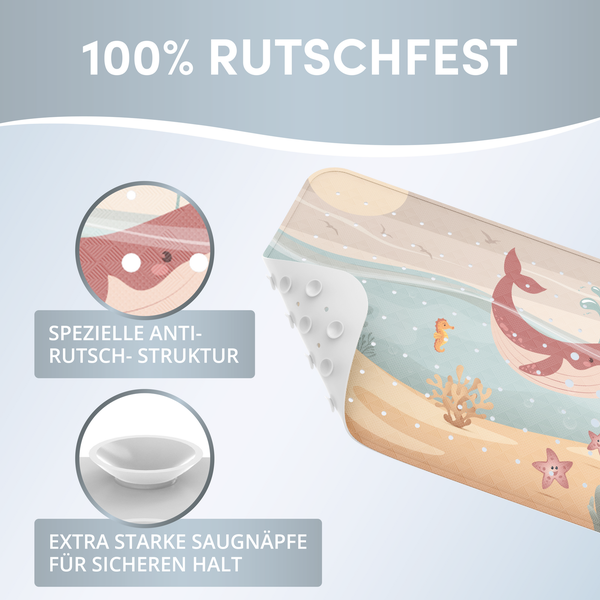 avakido® Badewannenmatte Kinder rutschfest - Inklusive 2 Haken zum Aufhängen - 100% BPA-Frei, Wanneneinlage, Antirutschmatte Badewanne - schimmelresistent & maschinenwaschbar