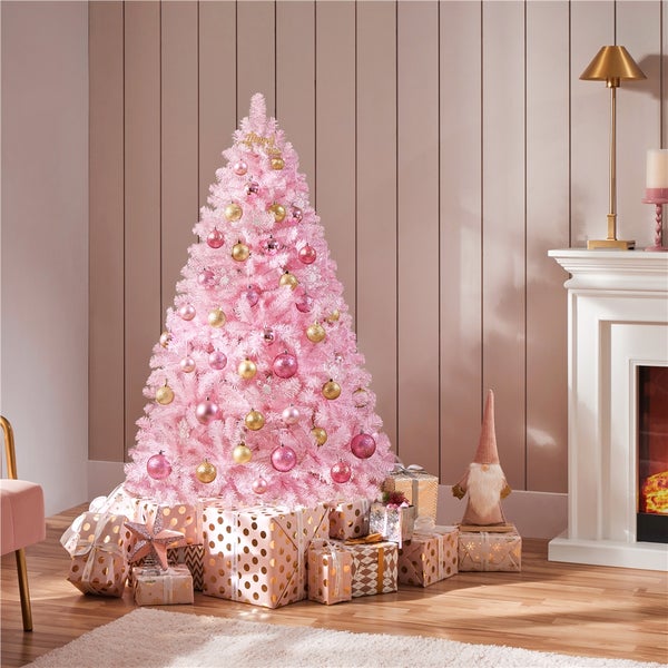 Yaheetech 154 cm Künstlicher Weihnachtsbaum , Rosa