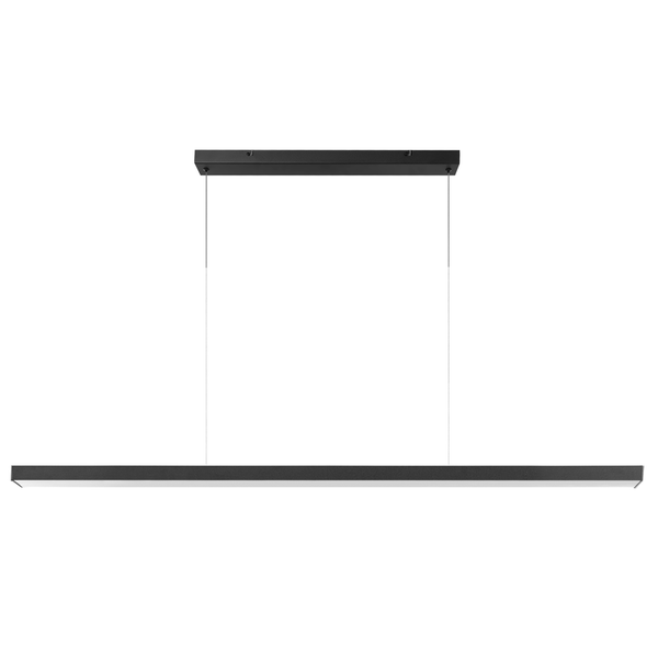 Moderne, lineare LED-Pendelleuchte in Schwarz mit schmalem Design für Esszimmer oder Büro.
