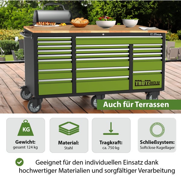 Werkbank mit mehreren Schubladen und Holzplatte von TrutzHolm