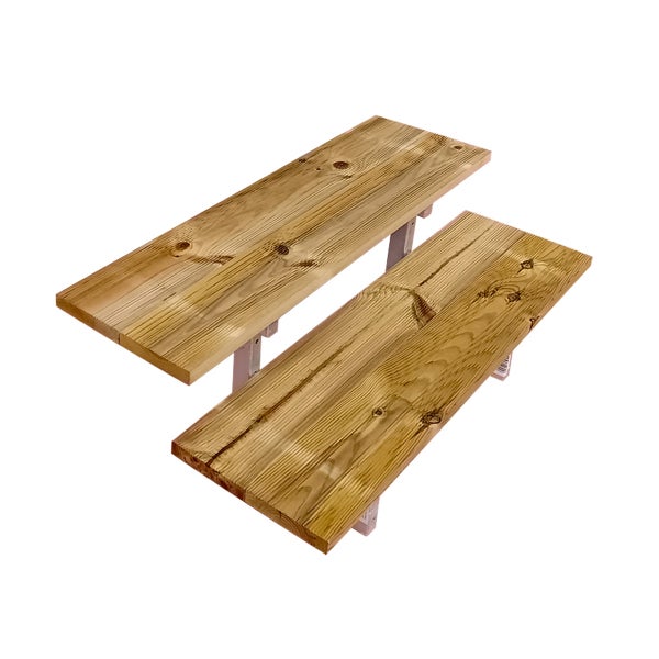 OSLO - Terrassentreppe, Außentreppe, Gartentreppe  Stahl H37cm 2 Stufen Holz KDI Breite 60cm