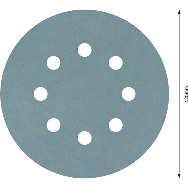 Schleifpapier mit einem Durchmesser von 125 mm und Löchern zur Staubabsaugung
