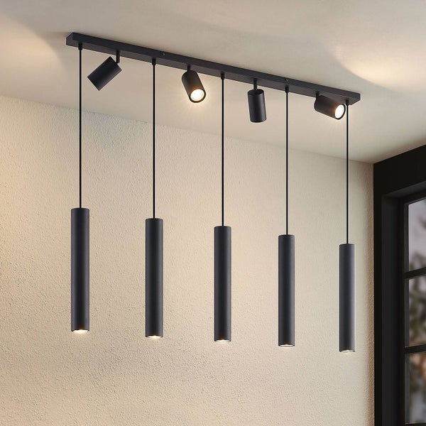Lindby Pendelleuchte Sanad (Modern) in Schwarz aus Metall (9 flammig, GU10) - Deckenlampe Esstischlampe Hängelampe Hängeleuchte Wohnzimmerleuchte
