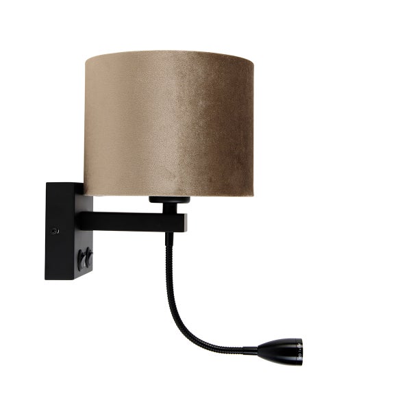 Wandleuchte mit Stoffschirm und flexiblem Lesearm