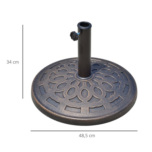 Outsunny Sonnenschirmständer aus Granit 14kg Schirmständer Griffe, Rund Schirmhalter, Schirmgewicht für Sonnenschirm 38mm/48mm Rohrdurchmesser, für Balkon, Terasse, Garten, Bronze
