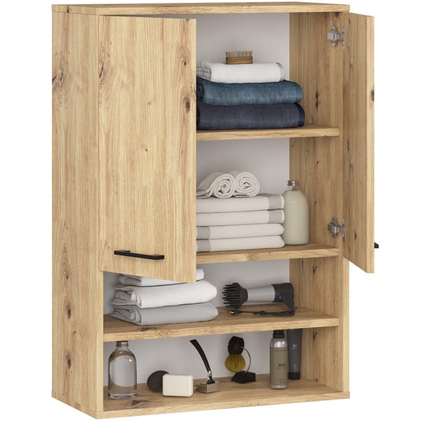 Badezimmerschrank mit offenen Regalen zur Aufbewahrung von Handtüchern und Badutensilien