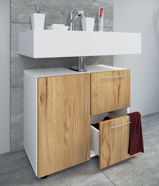 Holz Badmöbel Badunterschrank Flandu Schublade