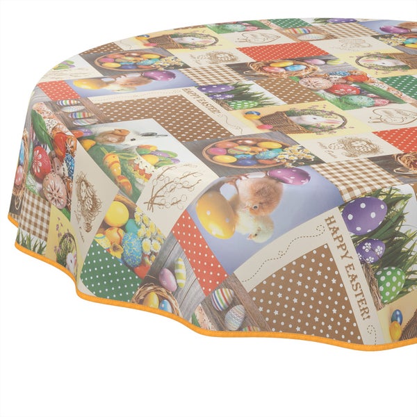 Runde Tischdecke mit Ostermotiven
