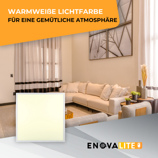 ENOVALITE LED Panel 4er Set 62x62cm | 36W 3000K Warmweiß | Ultra-flach mit Philips Driver – Für Innenräume