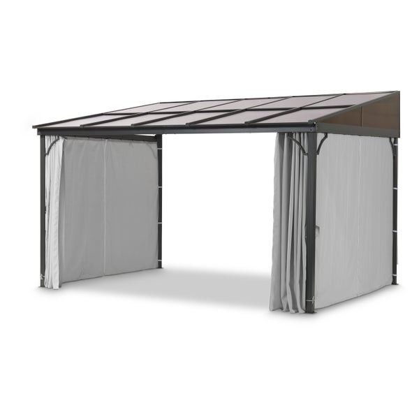 Terrassenüberdachung Melanie 4 x 3 m, mit Polycarbonatdach und Seitenteilen, anthrazit, lichtgrau