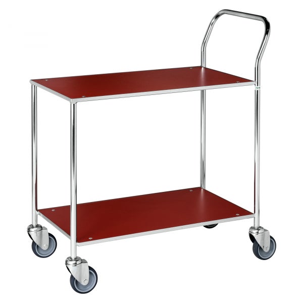 Servierwagen mit zwei Ablageflächen und Rollen