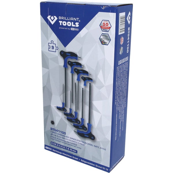 BRILLIANT TOOLS T-Griff-Kugelkopf-Innensechskant-Winkelstiftschlüssel-Satz 9tlg. - BT041100
