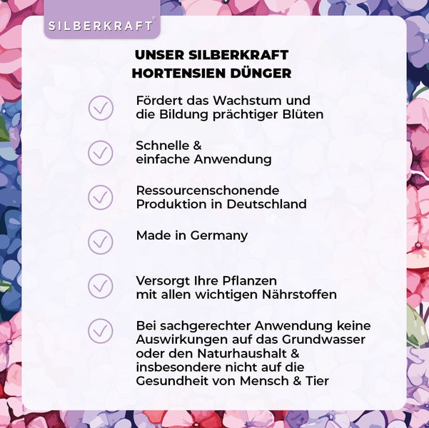 SILBERKRAFT Hortensien Dünger – Für kräftige Blüten – NPK Flüssigdünger – 1 Liter