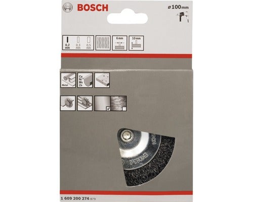 Scheibenbürste Bosch Stahldraht 100 mm, 0,2 mm, 10 mm