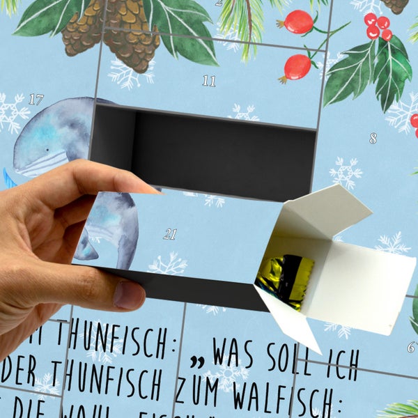 Mr. & Mrs. Panda Befüllbarer Adventskalender Walfisch Thunfisch - Blau Pastell