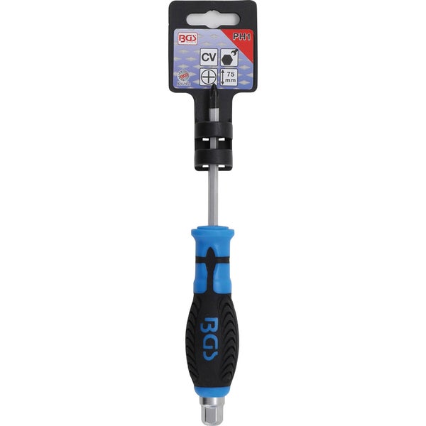 BGS Schraubendreher mit Kreuzschlitz PH1 und 75 mm Länge