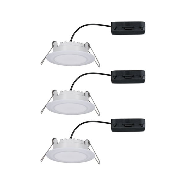 Premium LED Einbauleuchte Suon Basisset IP44 rund 90mm 3x5W 3x450lm 230V dimmbar 2700K Satin, Weiß