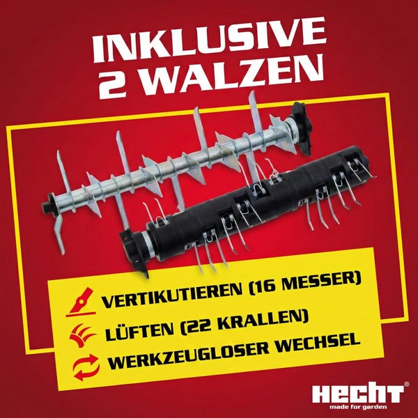 Zwei Walzen für Vertikutierer und Lüfter inklusive