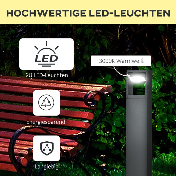 Outsunny Gartenlampe, LED Gartenleuchte, Verstellbarem Neigungswinkel, IP65 Wasserdicht, 16L x 5B x 90H cm, Alu, Dunkelgrau