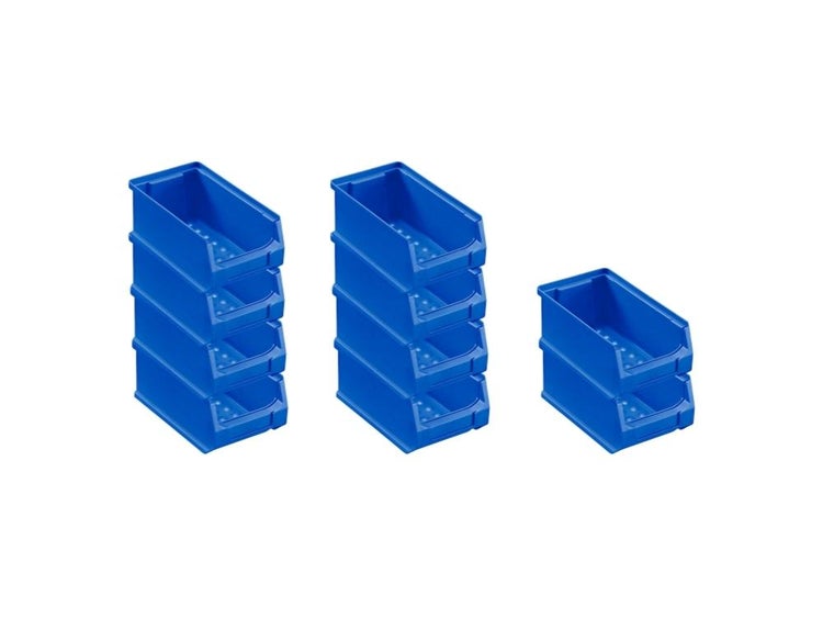 PROREGAL SparSet 10x Blaue Sichtlagerbox 2.0 HxBxT 7,5 x 10 x 17,5 cm 0,8 Liter Sichtlagerbehälter