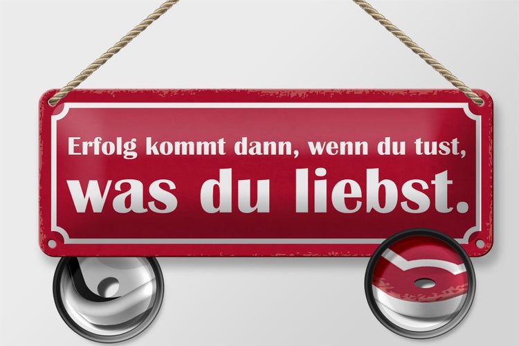 Blechschild Spruch 27x10cm Erfolg du tust was du liebst Dekoration