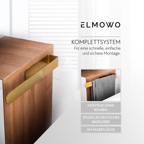 ELMOWO Handtuchhalter zur Montage ohne Bohren mit speziellem Badkleber und drei M Klebeflaeche fuer das Badezimmer