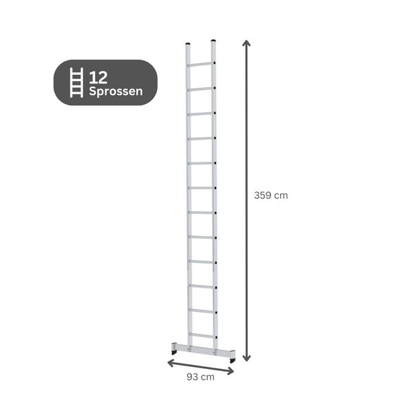PROREGAL Sprossen-Anlegeleiter mit Traverse 12 Sprossen