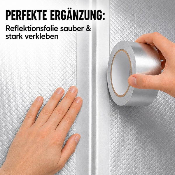 Reflektorfolie 10 m Rolle – Heizung Gewächshaus Pflanzen Hammerschlagfolie Reflexionsfolie Mylarfolie Lichtreflexion
