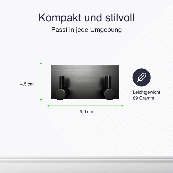 EAVY Hakenleiste Edelstahl Gun Metal Selbstklebend