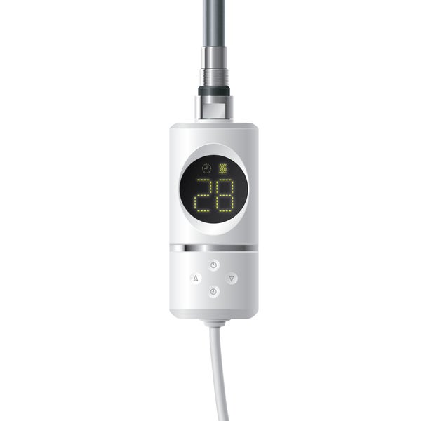 ML-Design Heizstab 900W Weiß mit Thermostat und LCD Bildschirm, Elektronischer Temperaturregler und Timing-Funktion, Heizpatrone Heizelemente für Badheizkörper Heizungen, Elektroheizstab mit Stecker