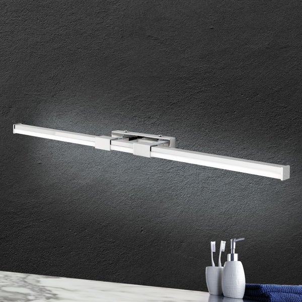 Moderne LED Spiegelleuchte aus Metall zur Wandmontage, geeignet für das Badezimmer über dem Spiegel.