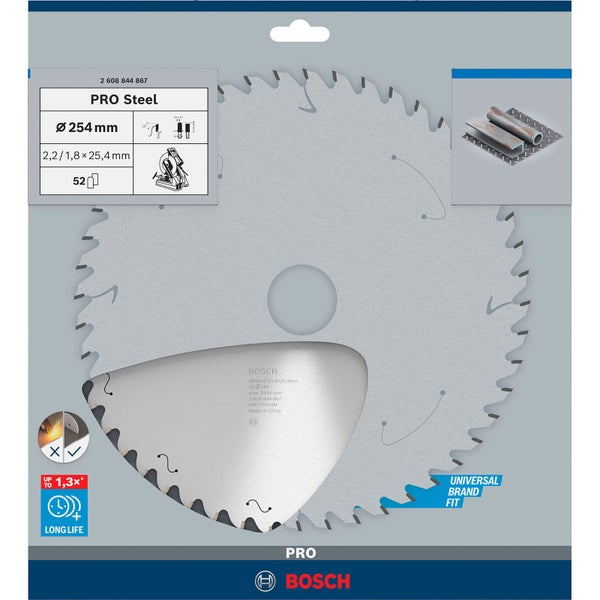 Bosch PRO Steel Sägeblatt für Kreissägen Netz- / kabelgebunden 254 x 2,2 x 25,4 mm T52 - 2608844867