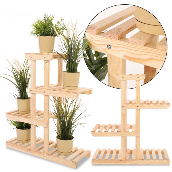 Blumenständer FLORACK HxBxT 82x68x25cm 5 Ablagen Kieferholz Natur unbehandelt
