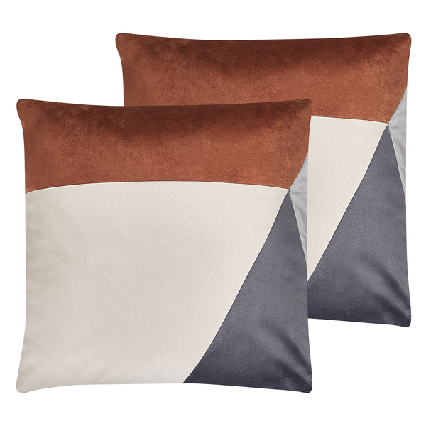 Dekokissen 2er Set CAMPSIS Samtstoff 45 x 45 cm Bunt Geometrisches Muster