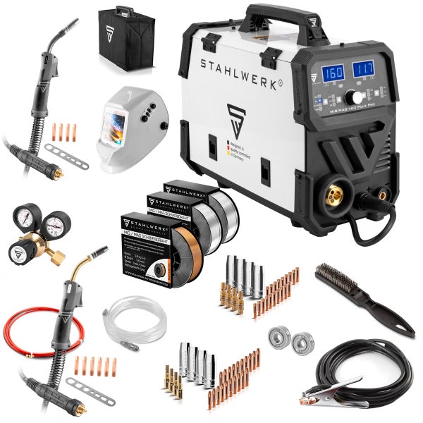 STAHLWERK Schweißgerät MIG MAG 160 Puls Pro IGBT Schutzgas Vollausstattung