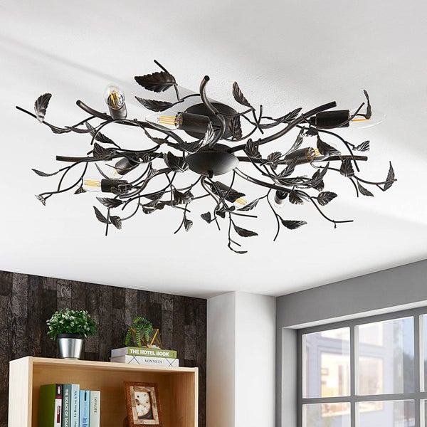 Lindby Deckenlampe Yos (Florentiner) in Schwarz aus Metall (8 flammig, E14) - Deckenleuchte Lampe Schlafzimmerleuchte
