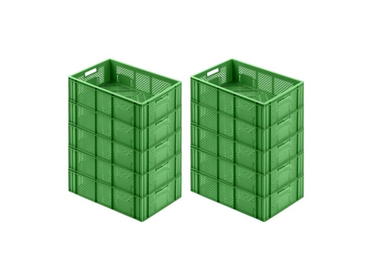 PROREGAL SparSet 10 x Eurobehälter Obst- und Gemüsekasten HxBxT 17,1 x 40 x 60 cm 33 Liter Grün Obst-Gemüsekiste Obstkorb Transportbox