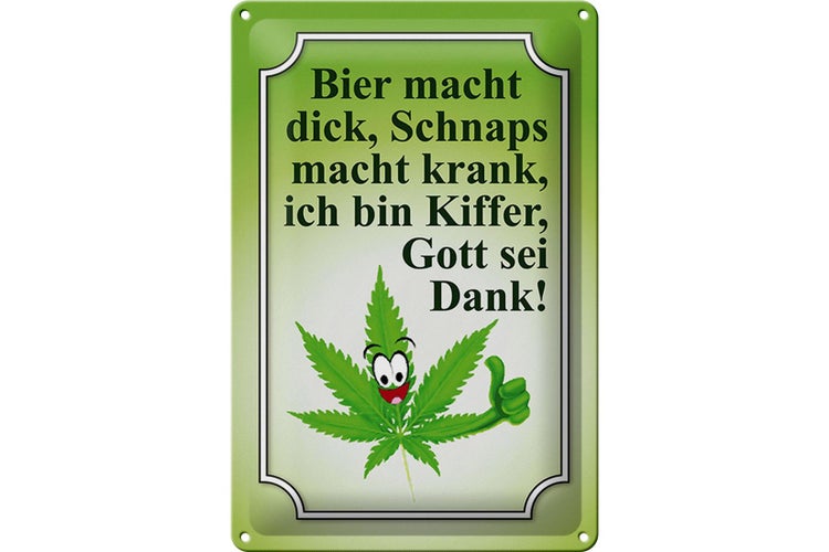 Blechschild Spruch 20x30cm Bier macht dick Schnaps krank