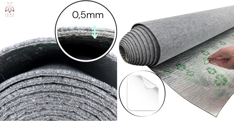 Gerollte Trittschalldämmung mit einer Stärke von 0,5 Millimeter