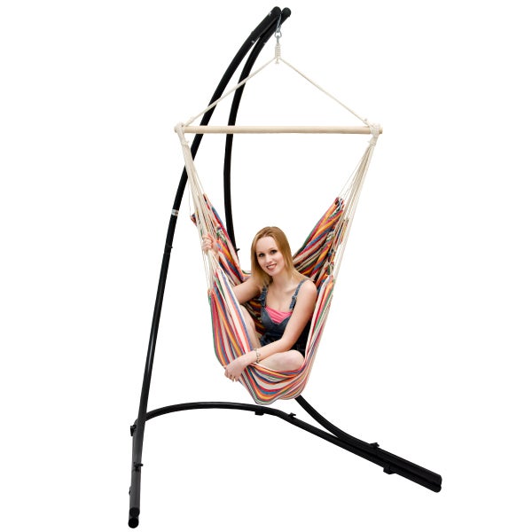 XXL Hängesessel 185x130cm mit bunten Streifen + 210cm Gestell