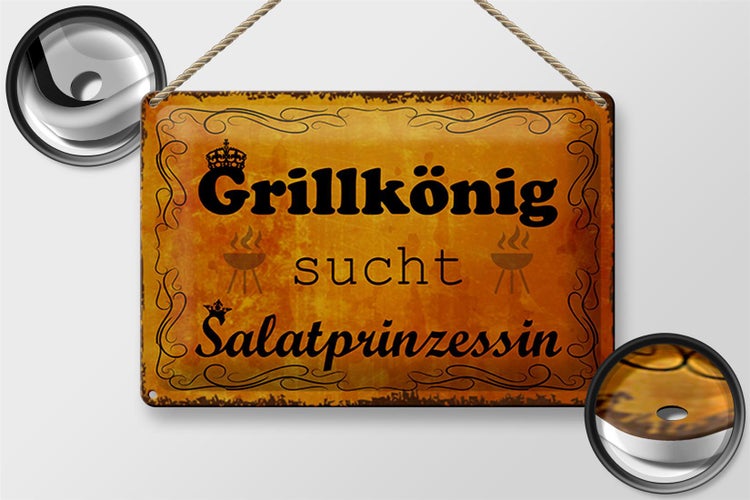 Blechschild Spruch 30x20cm Grillkönig Salatprinzessin